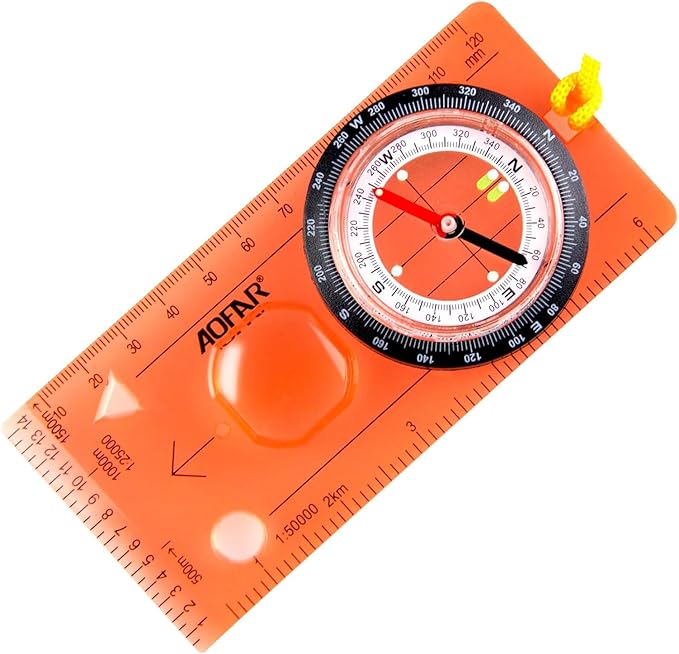 AOFAR Orienteering Compass for Kids, Lightweight and Portable, Survival Compass for Navigation, Backpacking, Camping, Hiking, and Hunting by TinyTreasures Baby Boutique